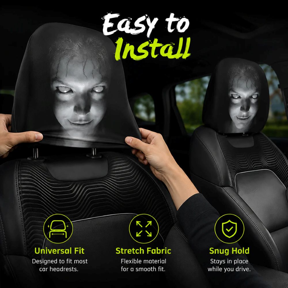 🚗LAST DAY 55% OFF🔥Funny Cartoon Car Headrest Covers – 2PCS Universal Fit