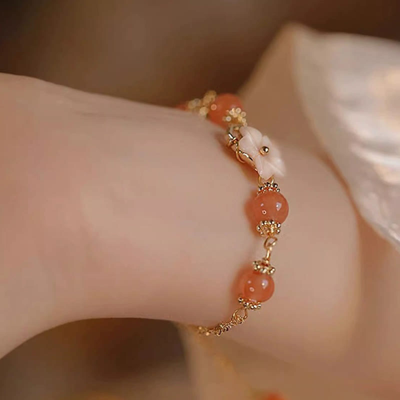 💕Buddha Stones Red Agate Tridacna Stone Flower Confidence Bracelet