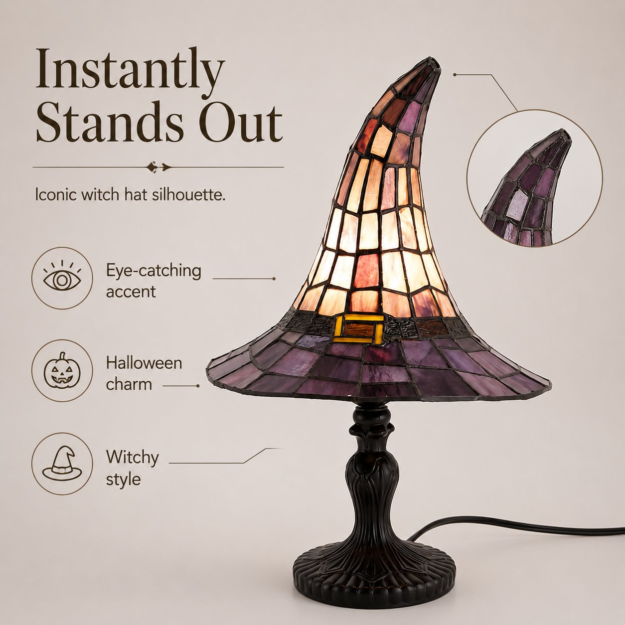 🎃 Last Day 50% OFF – 🧙‍♀️ Stained-Resin-Style Witch Hat Lamp