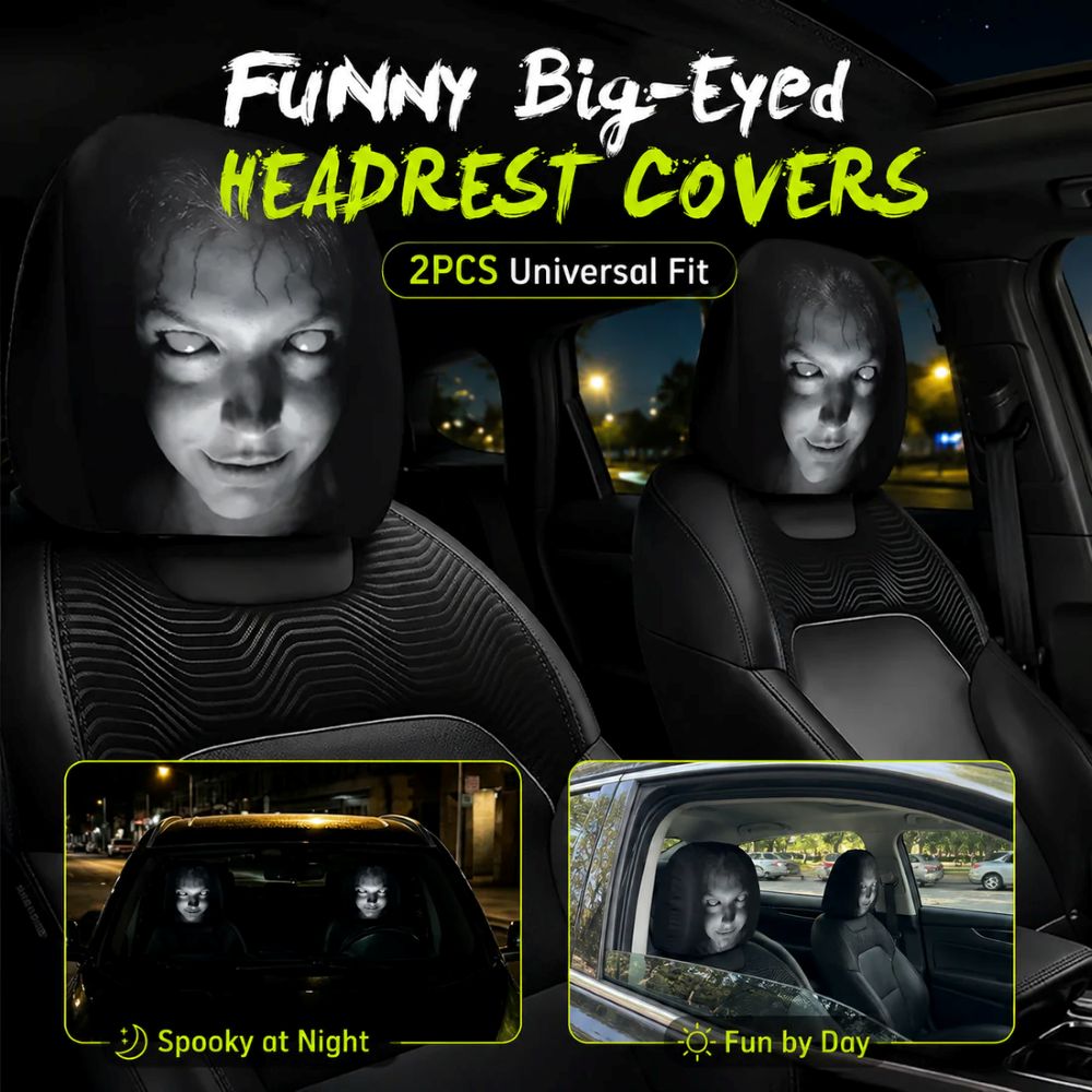🚗LAST DAY 55% OFF🔥Funny Cartoon Car Headrest Covers – 2PCS Universal Fit