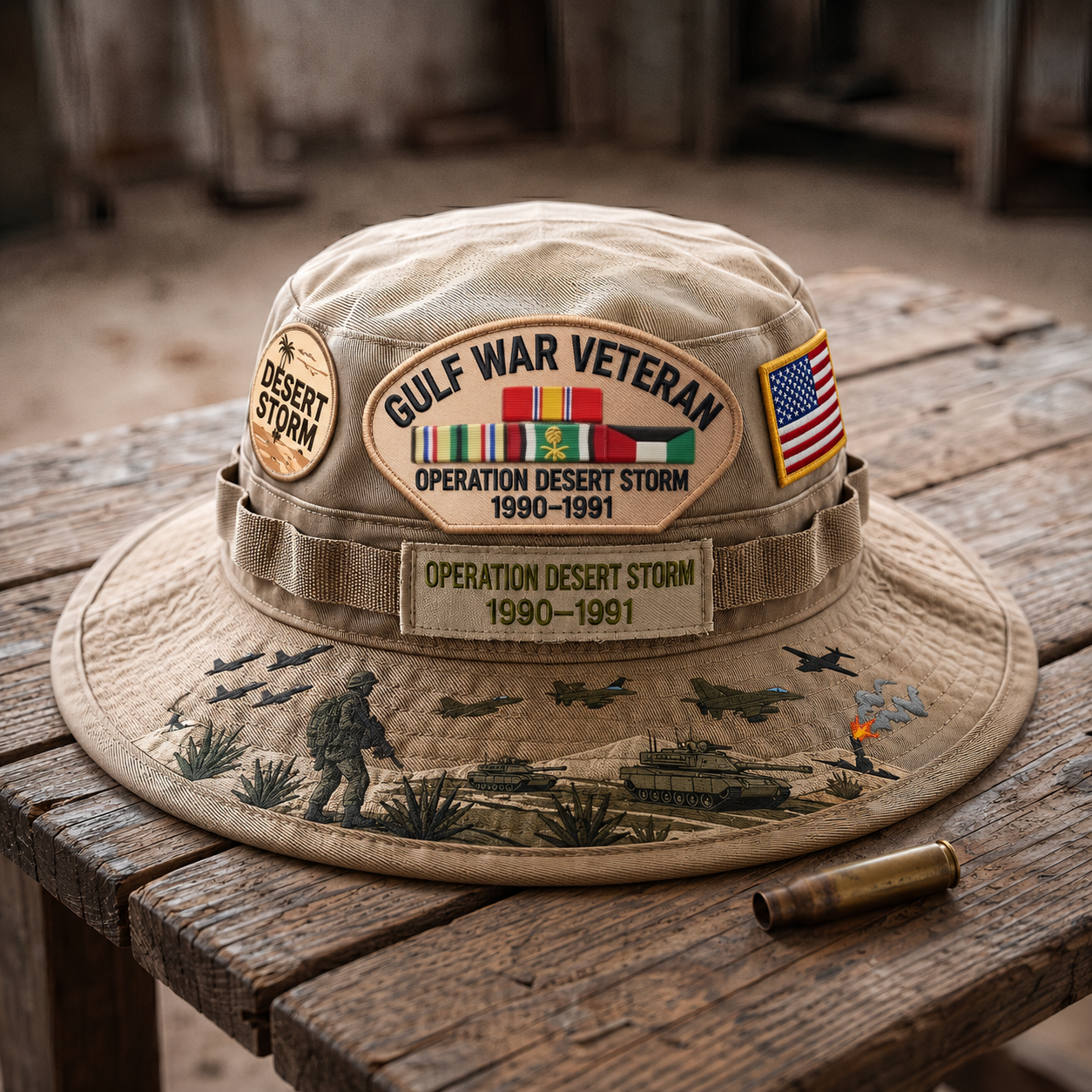 🏆Last Day Promo: 49% OFF! 🏜️ Desert Storm Veteran Commemorative Cap – Gulf War Desert Shield Boonie Hat