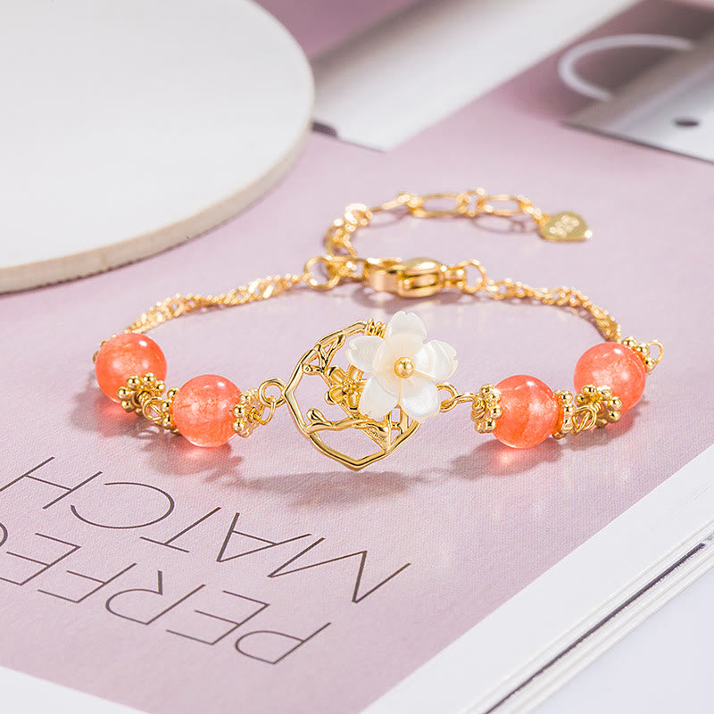 💕Buddha Stones Red Agate Tridacna Stone Flower Confidence Bracelet