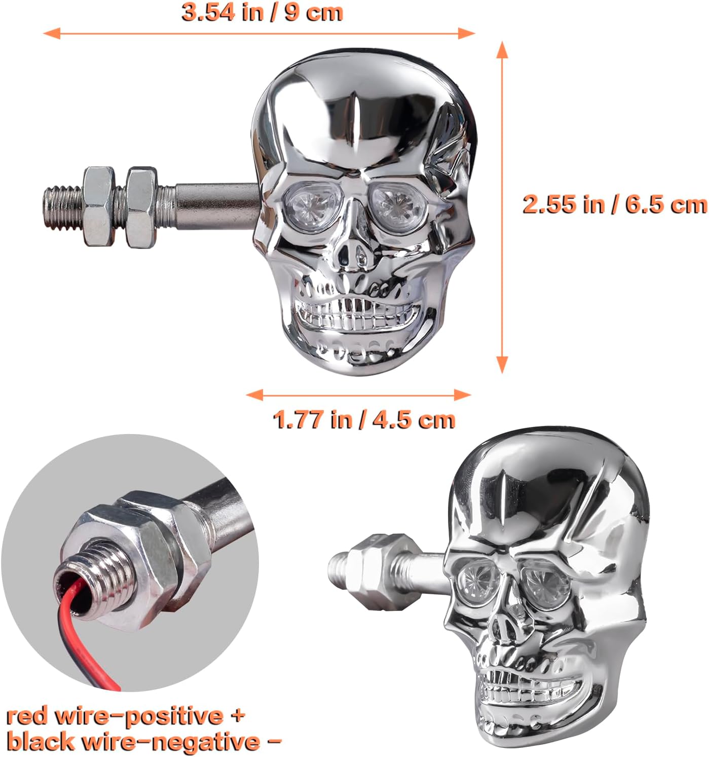 Motorcycle Skull Head LED Turn Signal Indicator Light 