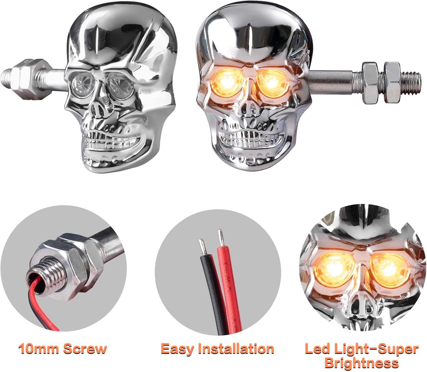 Motorcycle Skull Head LED Turn Signal Indicator Light 