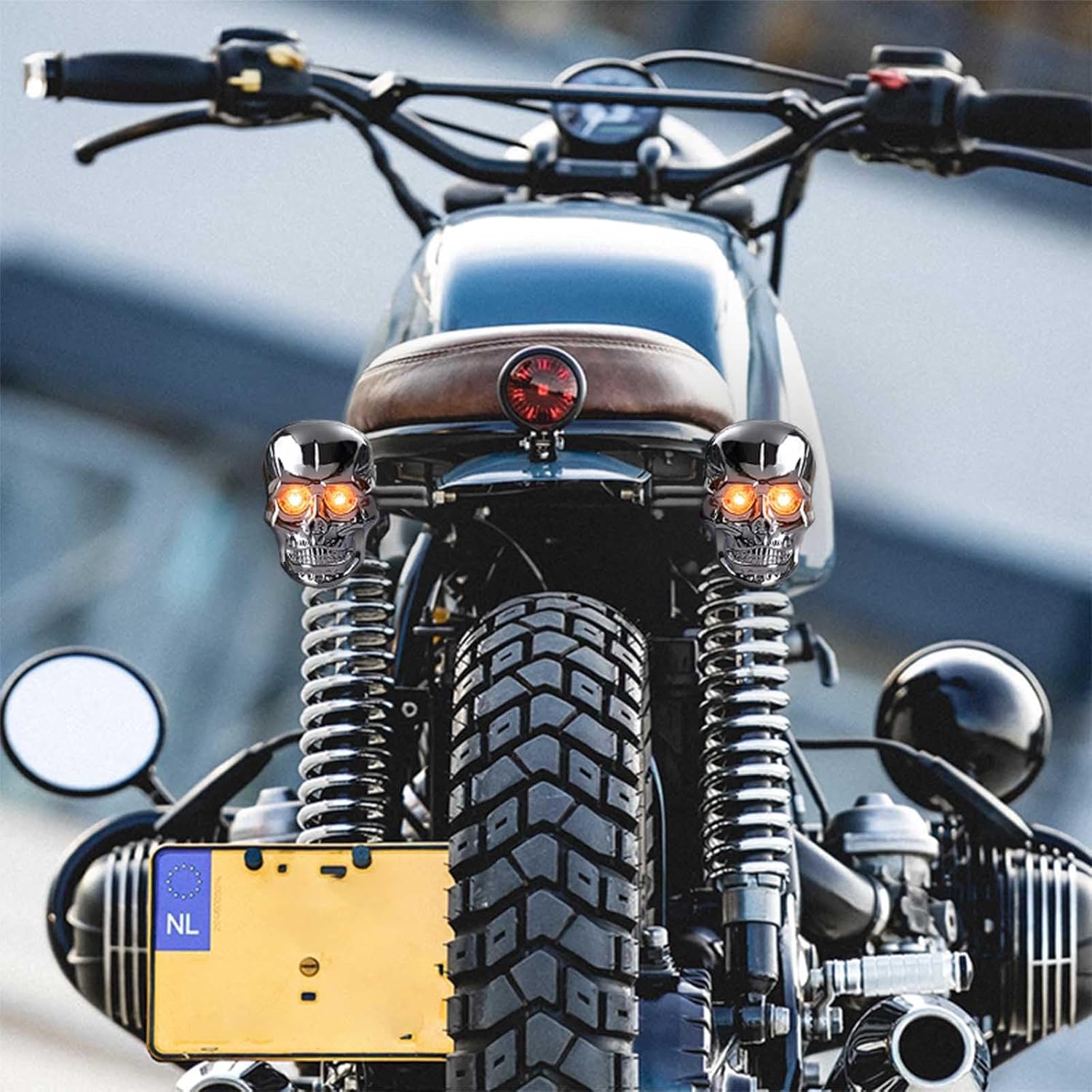 Motorcycle Skull Head LED Turn Signal Indicator Light 