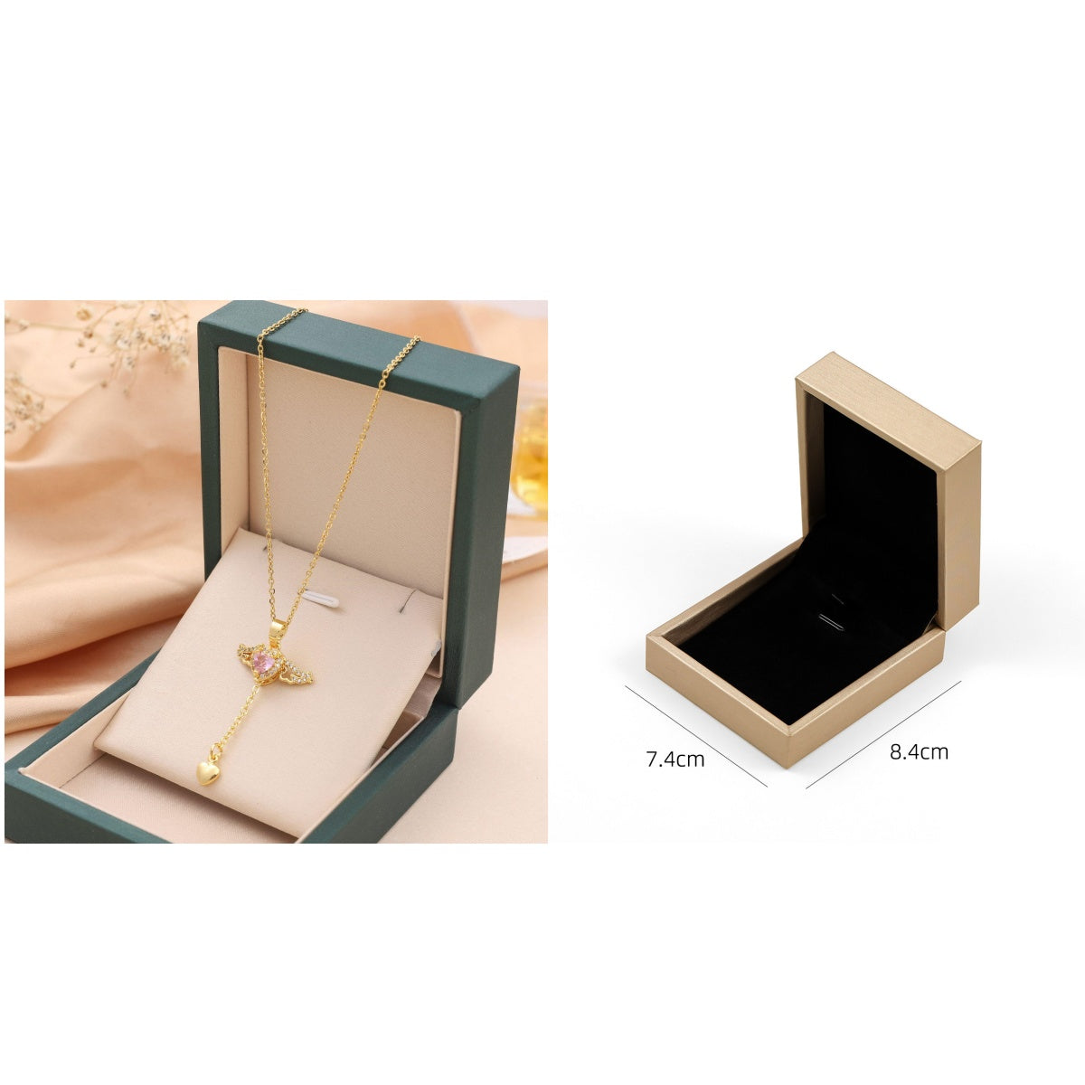 😇Angel Wings Heart Necklace for Women | Moving Cupid Crystal Pendant