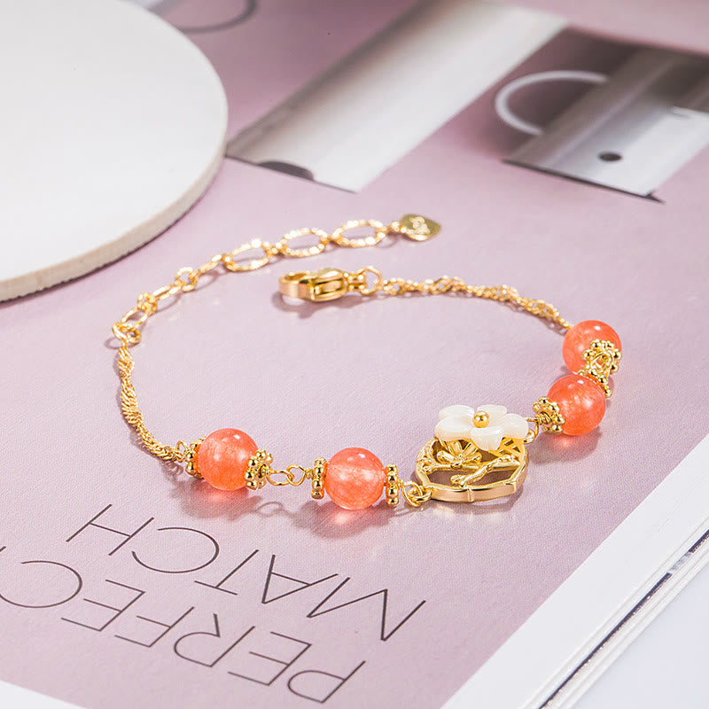 💕Buddha Stones Red Agate Tridacna Stone Flower Confidence Bracelet