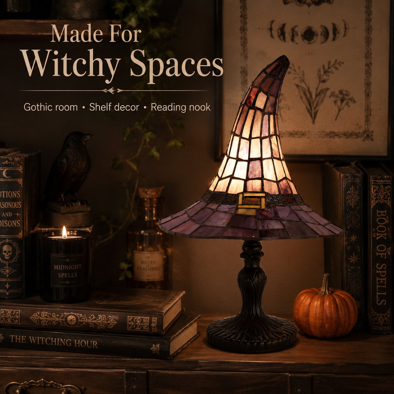 🎃 Last Day 50% OFF – 🧙‍♀️ Stained-Resin-Style Witch Hat Lamp