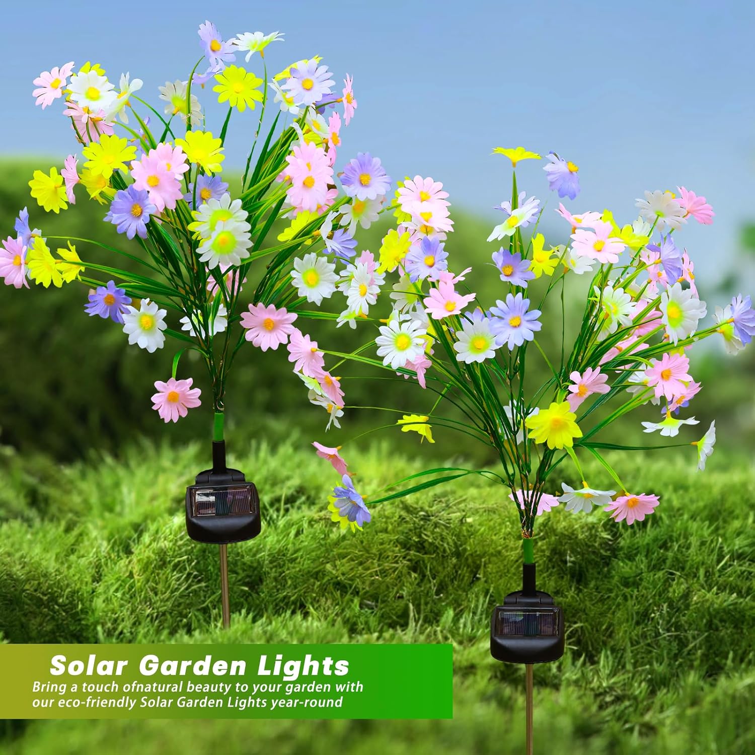 Outdoor Solar Multi-Color Daisy Flower Lights