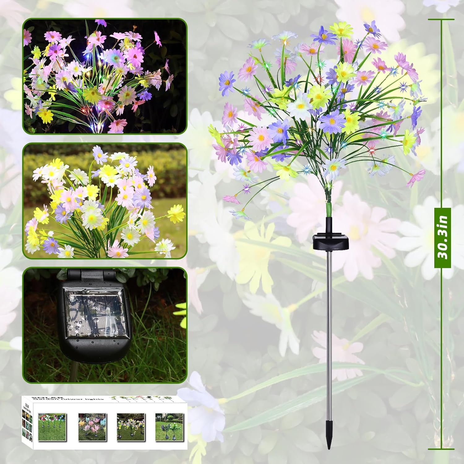 Outdoor Solar Multi-Color Daisy Flower Lights