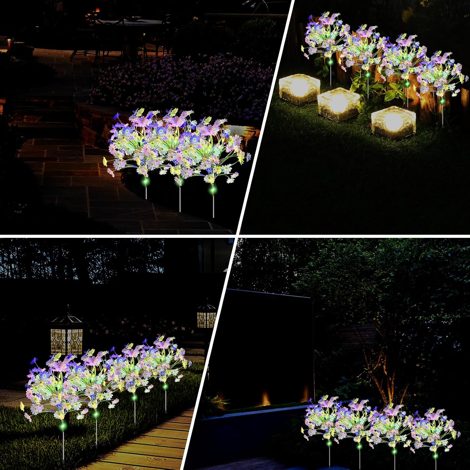Outdoor Solar Multi-Color Daisy Flower Lights