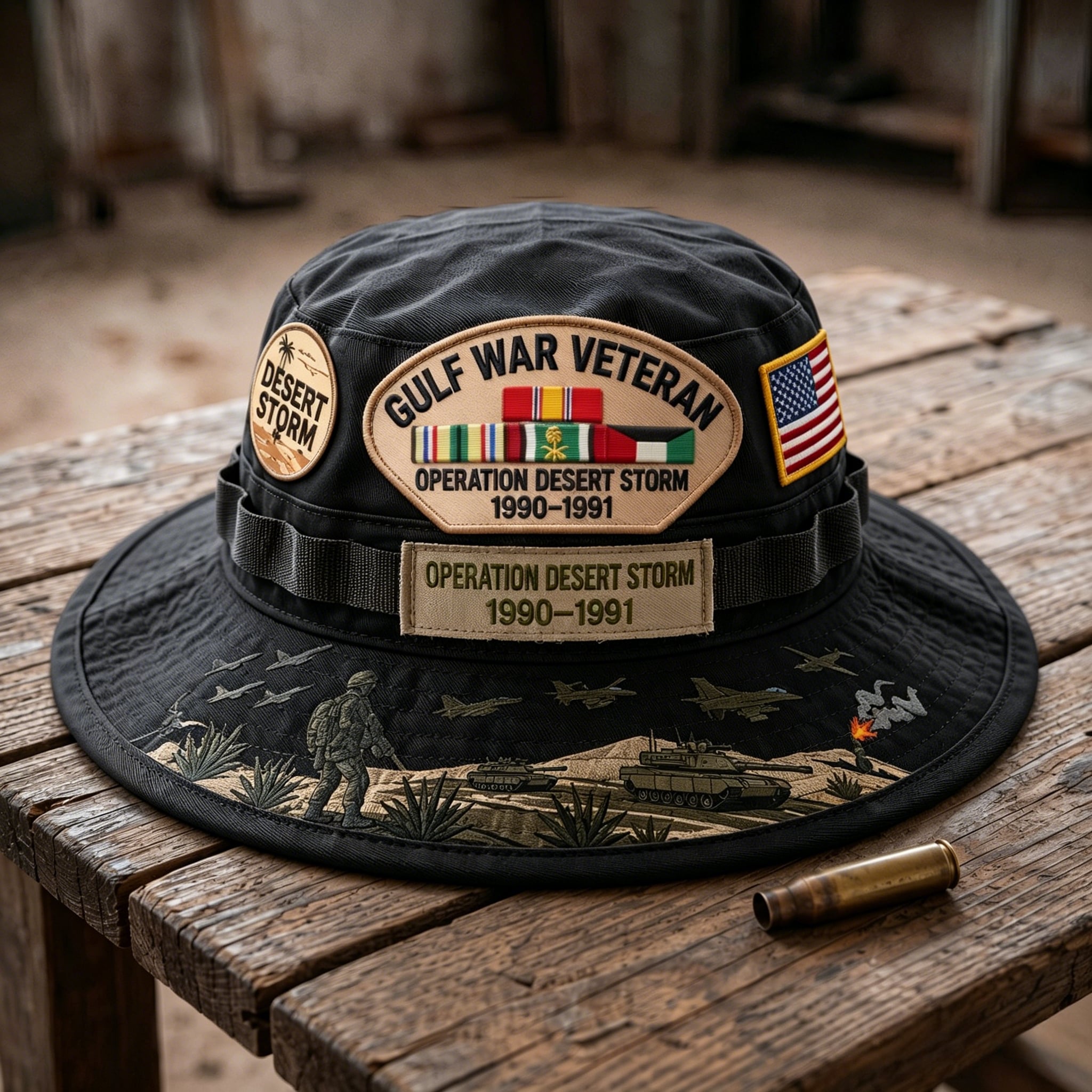 🏆Last Day Promo: 49% OFF! 🏜️ Desert Storm Veteran Commemorative Cap – Gulf War Desert Shield Boonie Hat