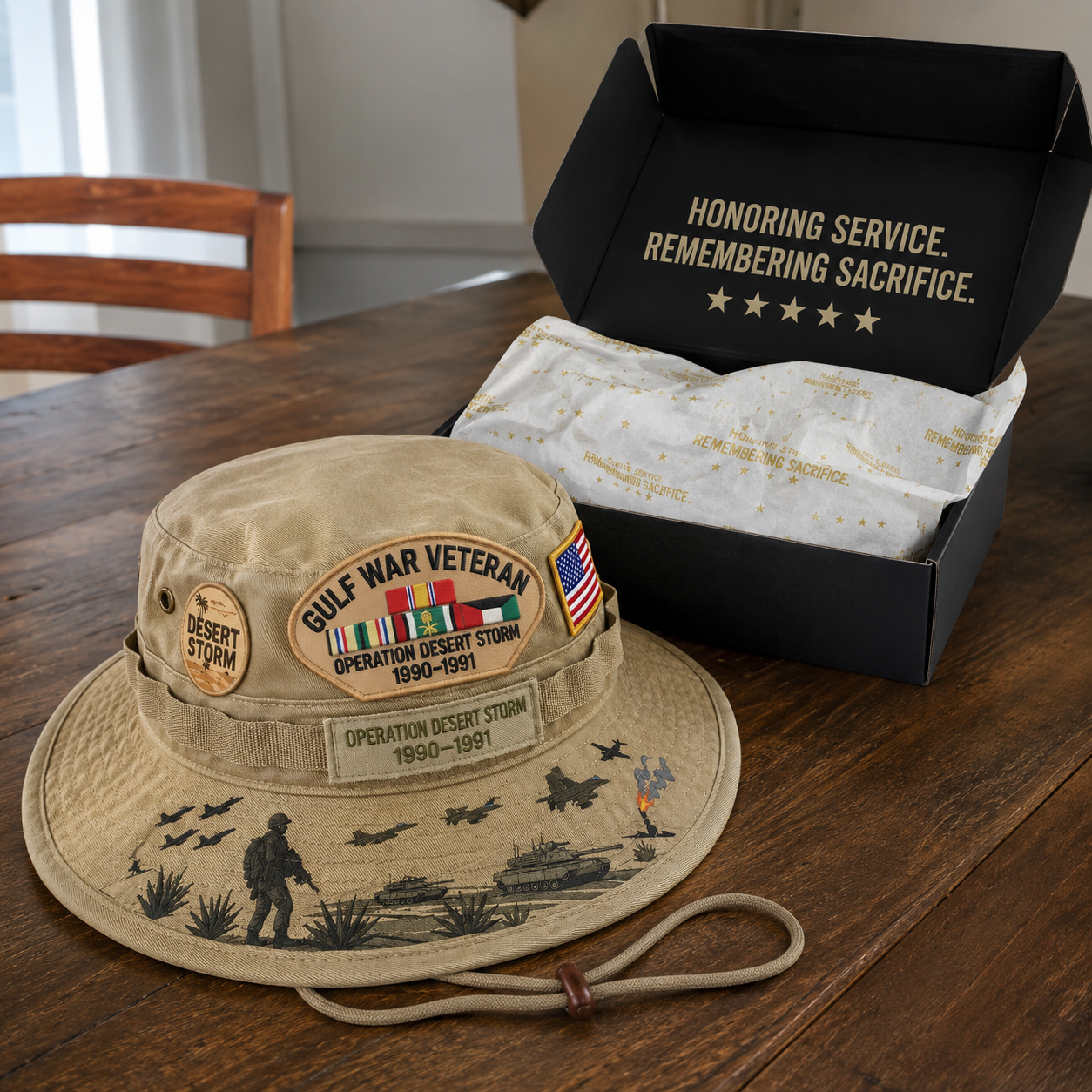 🏆Last Day Promo: 49% OFF! 🏜️ Desert Storm Veteran Commemorative Cap – Gulf War Desert Shield Boonie Hat
