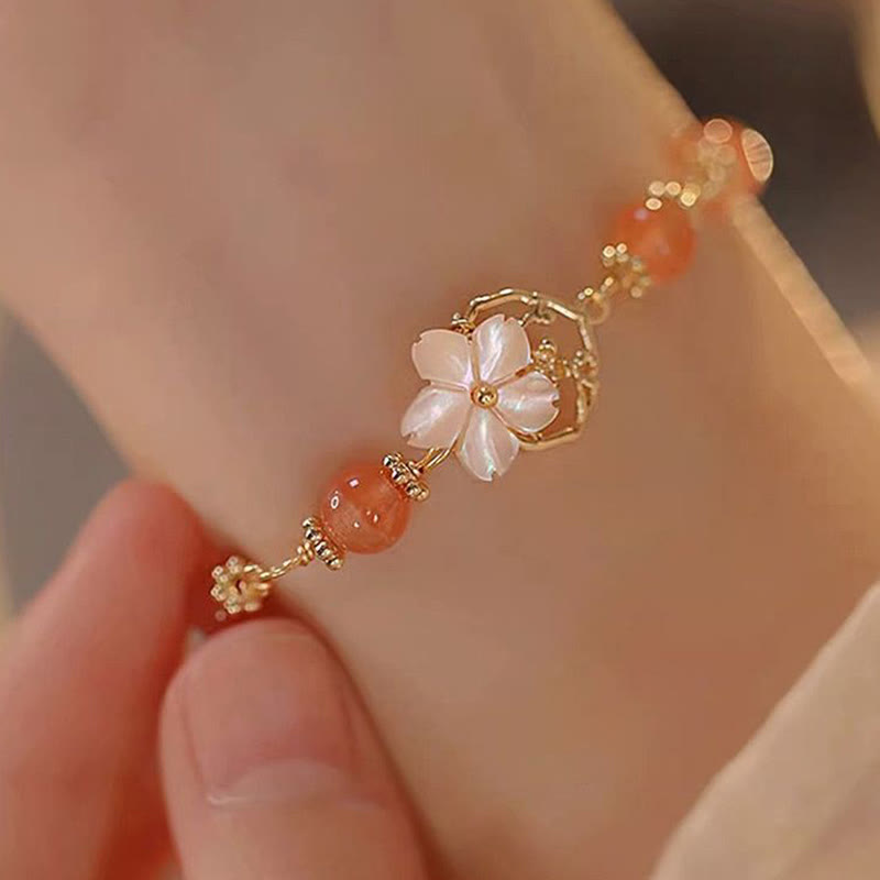 💕Buddha Stones Red Agate Tridacna Stone Flower Confidence Bracelet
