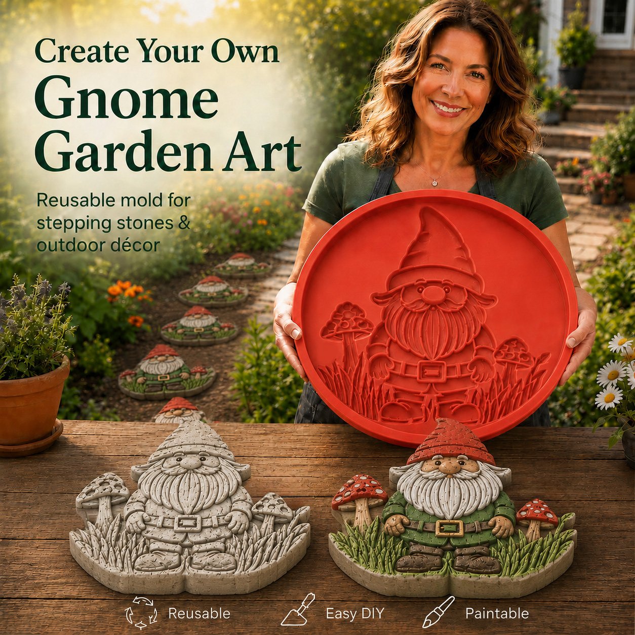 💥 LAST DAY 49% OFF - 🌻 Reusable Sunflower Stepping Stone Mold 