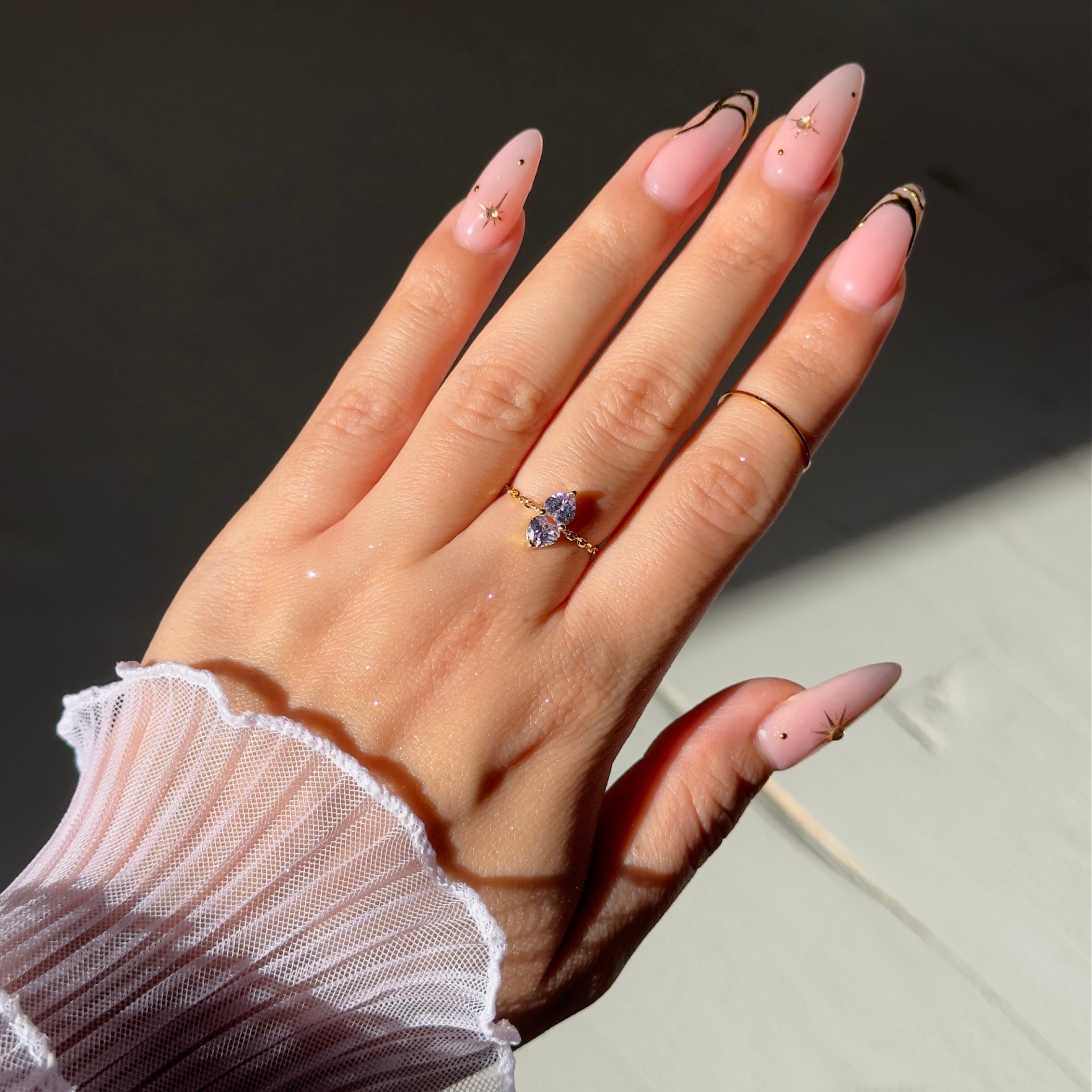 You & Me Heart Chain Ring- Dusty Purple