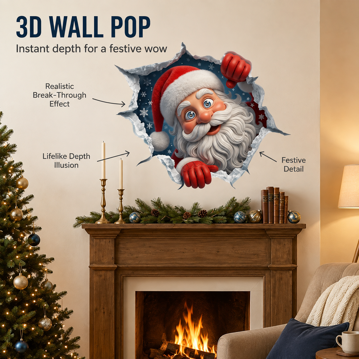 🎄Christmas Early Bird Special Sale 49% OFF🎁-3D Holiday Wall Stickers | Christmas & Halloween Decor