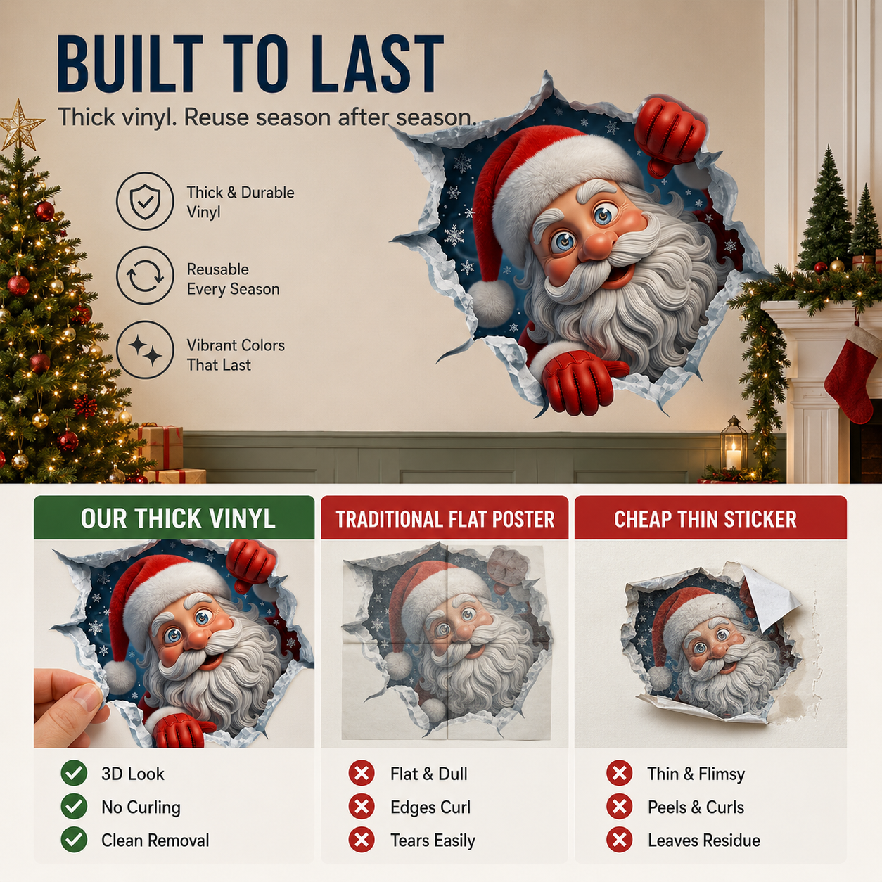 🎄Christmas Early Bird Special Sale 49% OFF🎁-3D Holiday Wall Stickers | Christmas & Halloween Decor