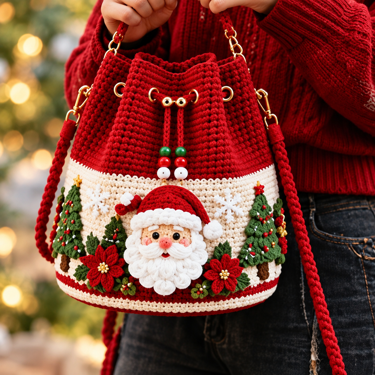 🎄Christmas Early Bird Special Sale 49% OFF🎅-Handmade Christmas Santa Crochet Crossbody Bag- Perfect Christmas Gift🎁