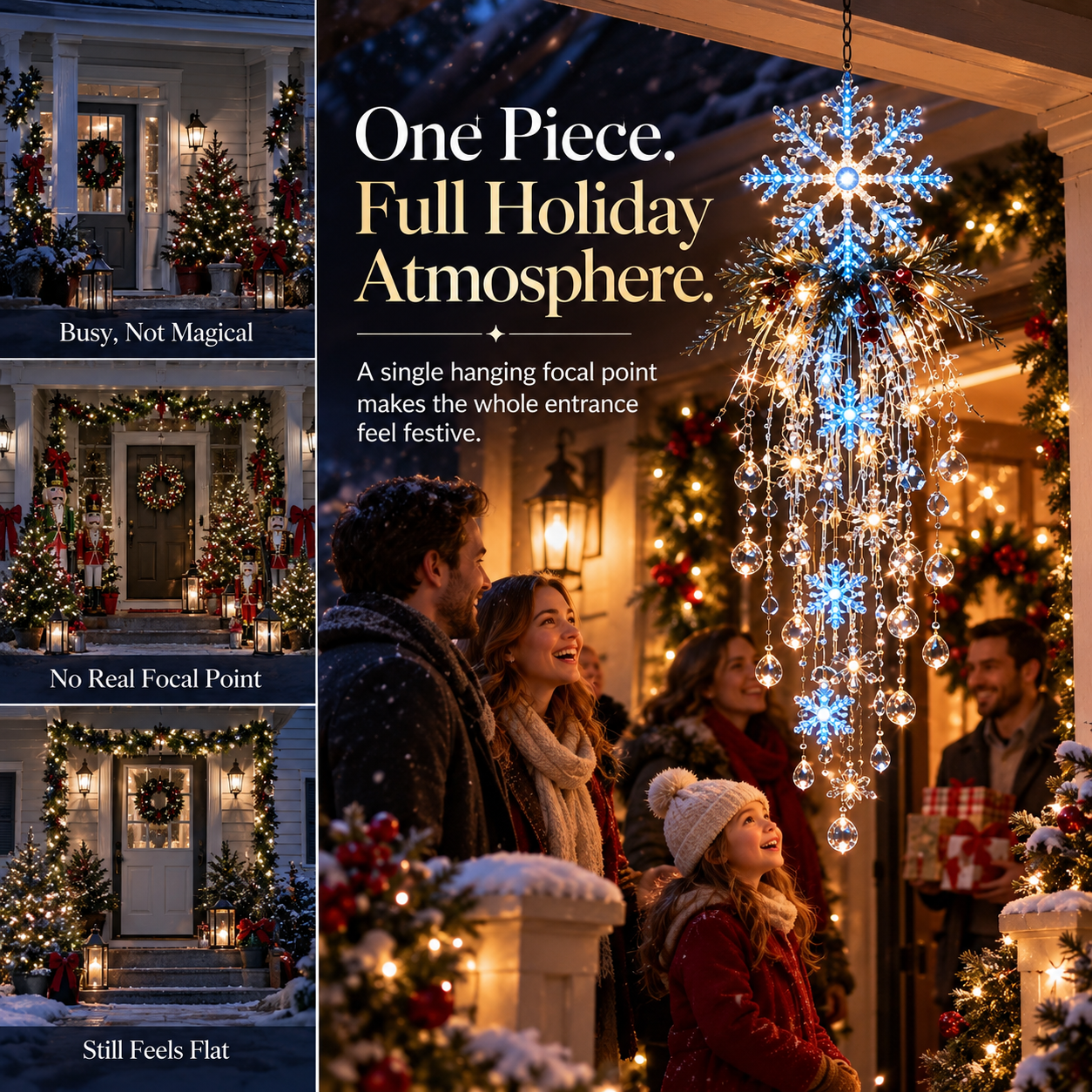 🎄Christmas Early Bird Special Sale 49% OFF🎅- Christmas Hanging Snowflake & Crystal LED Light | Magical Porch Glow ✨