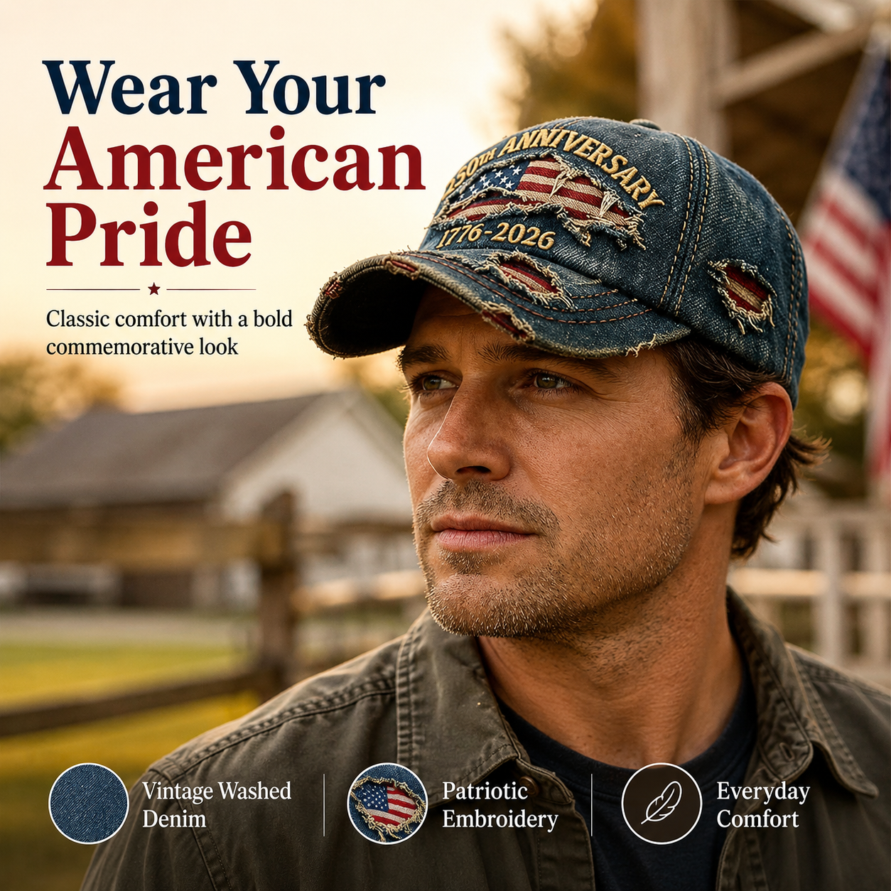 🏆Last Day Promo: 49% OFF🔥 -🇺🇸 250th Anniversary Vintage Denim Patriotic Cap