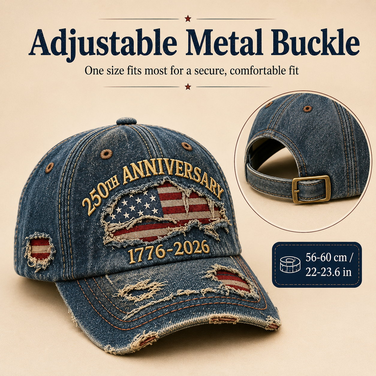 🏆Last Day Promo: 49% OFF🔥 -🇺🇸 250th Anniversary Vintage Denim Patriotic Cap