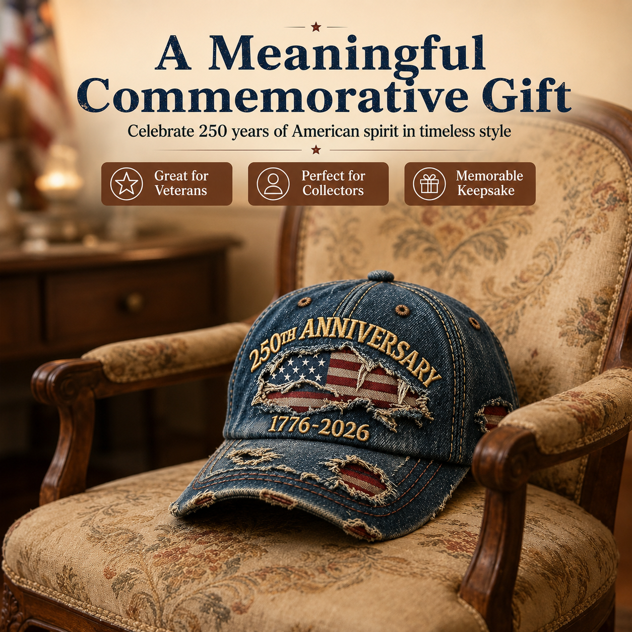 🏆Last Day Promo: 49% OFF🔥 -🇺🇸 250th Anniversary Vintage Denim Patriotic Cap