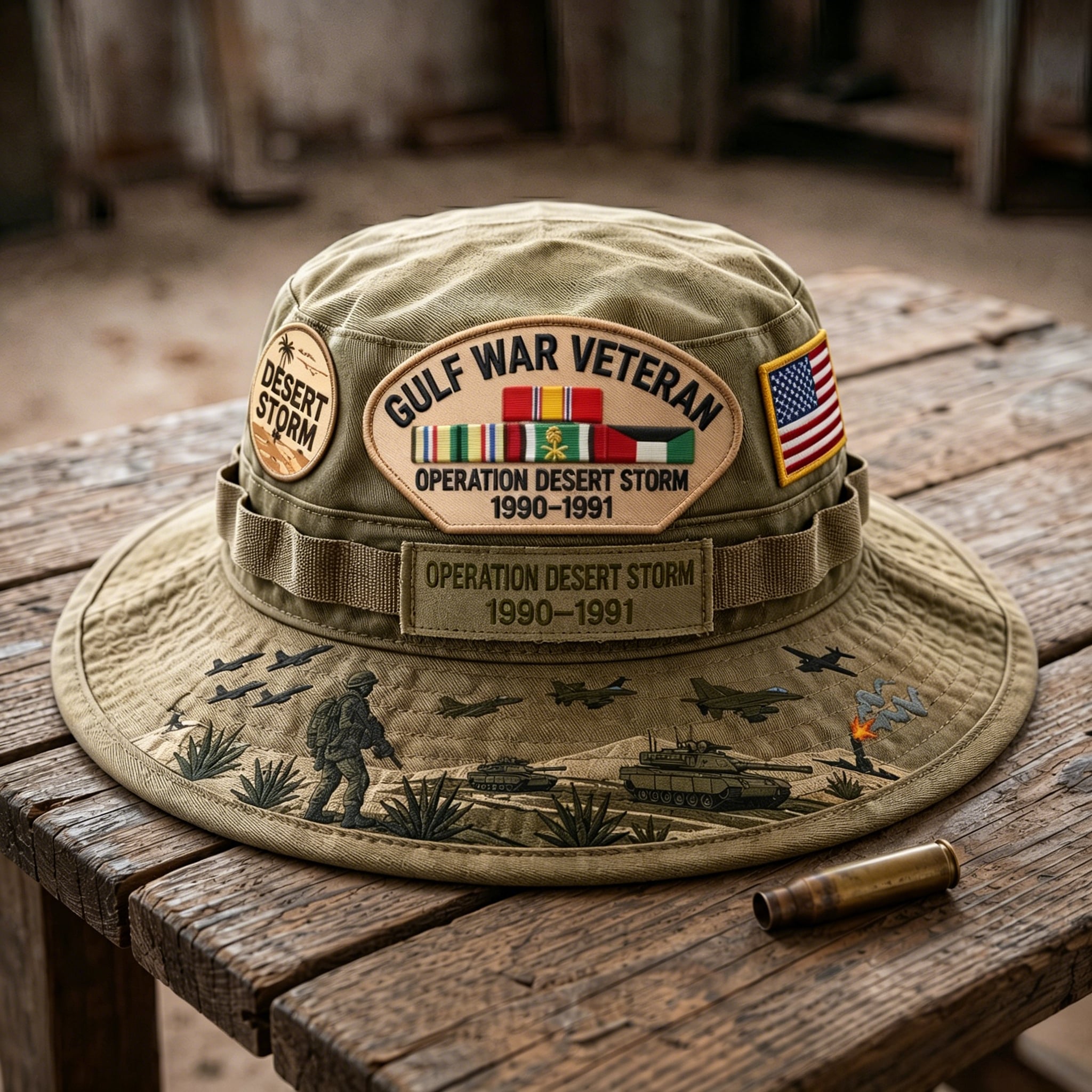 🏆Last Day Promo: 49% OFF! 🏜️ Desert Storm Veteran Commemorative Cap – Gulf War Desert Shield Boonie Hat