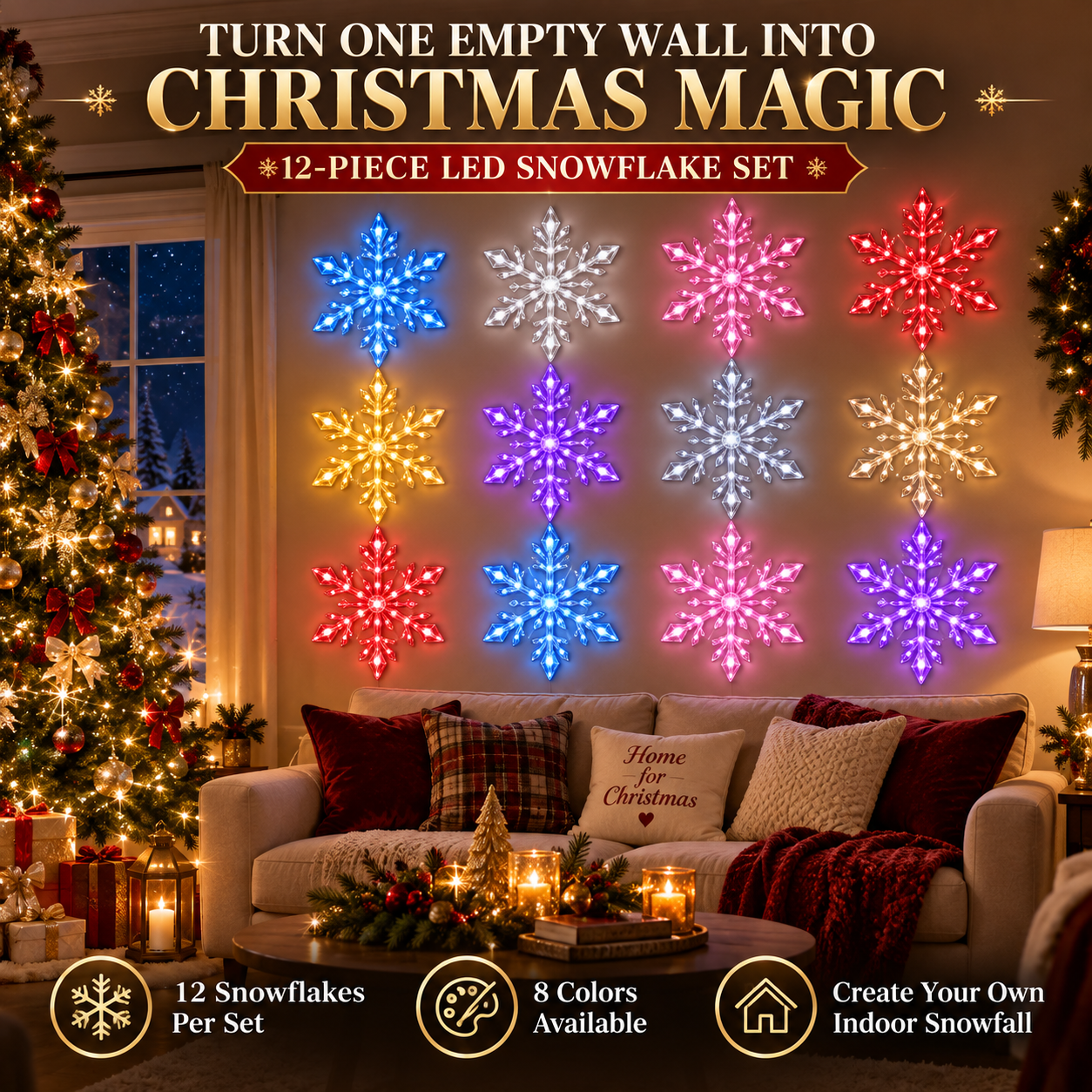 🎄Christmas Early Bird Special Sale 49% OFF❄️LED Snowflake Wall Light Set – 🎅Remote-Controlled Christmas Winter Decor
