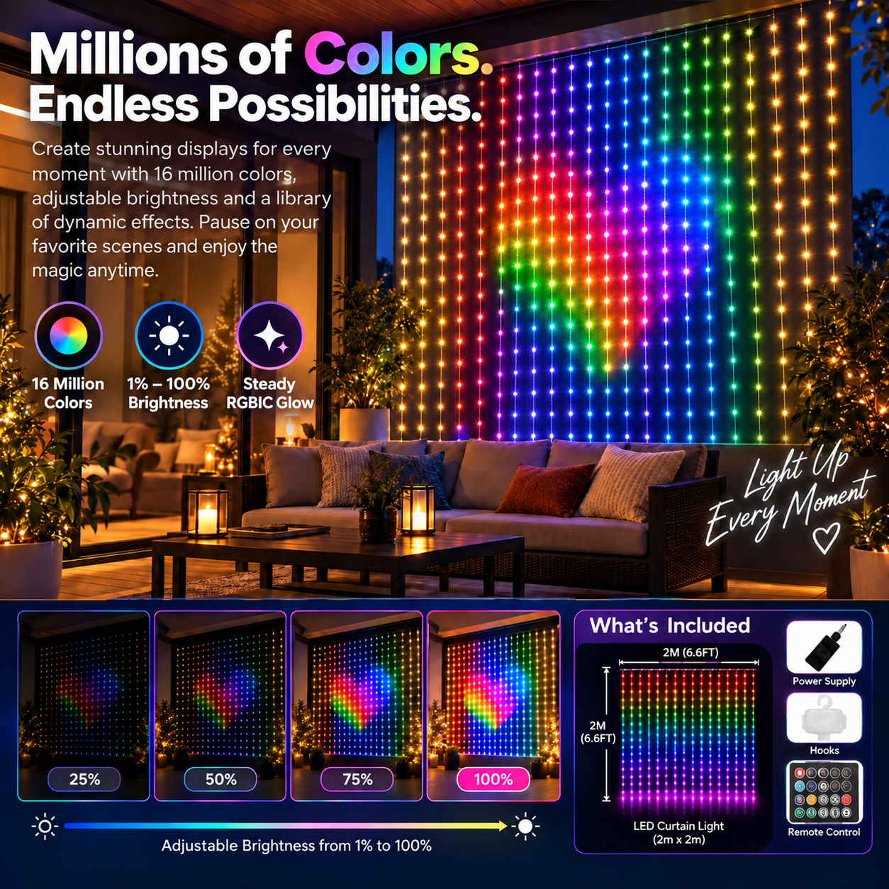 🎅Christmas Early Bird Special Sale 49% OFF -🎄 Smart Animated Mesh Screen 🎆📱✨ Turn Your Balcony Into A Giant LED Light Show! 