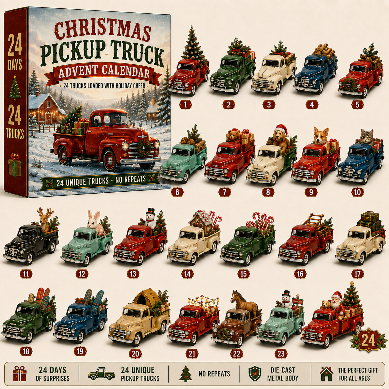 🌲Christmas Early Bird Special Sale 49% OFF ✨🚜 Build the Fleet Collection 24-Day Vehicle Advent Calendar Series | ✨ A New Adventure Every Morning
