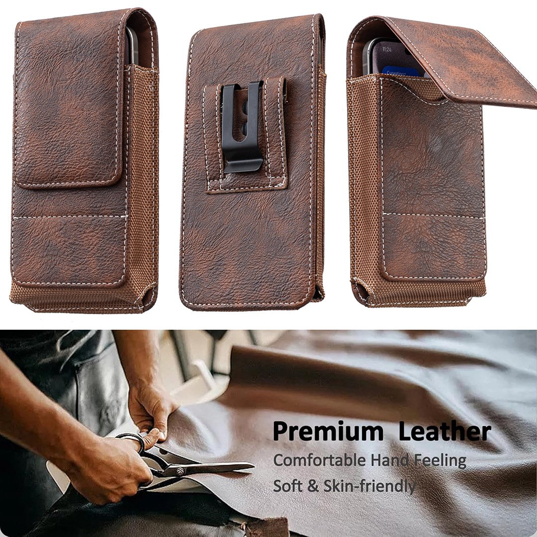 ⚡LIMITED-TIME 50% OFF! | Waist Belt Cell Phone Pouch 📱 Multi-Pocket Leather Holster with Card Holder