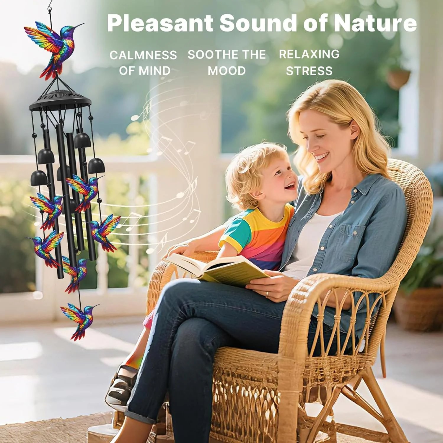 🔥Last Day 60% OFF🔥-🐦Vintage Colorful Hummingbird Wind Chime with Metal Tubes and Bells