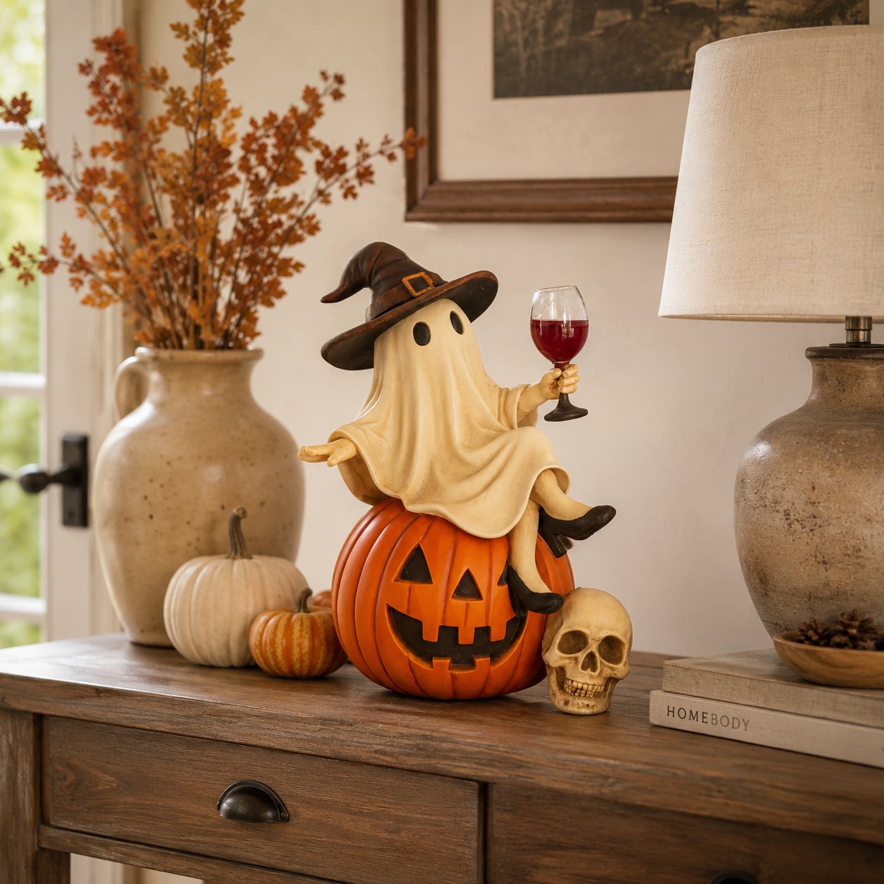 🔥Last Day Sale 49% 👻🍷Ghost Wine Night Halloween Decor