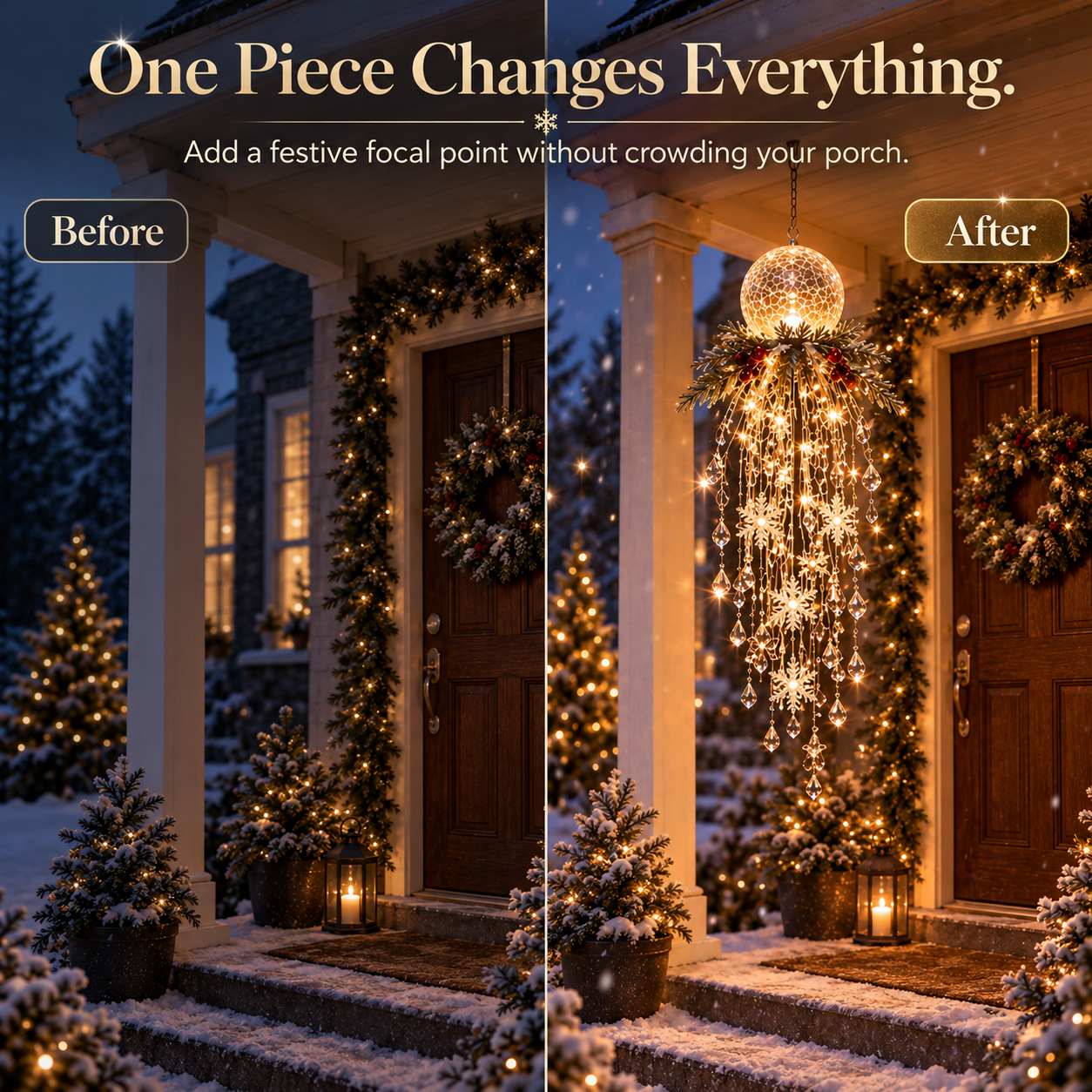 🎄Christmas Early Bird Special Sale 49% OFF🎅- Christmas Hanging Snowflake & Crystal LED Light | Magical Porch Glow ✨