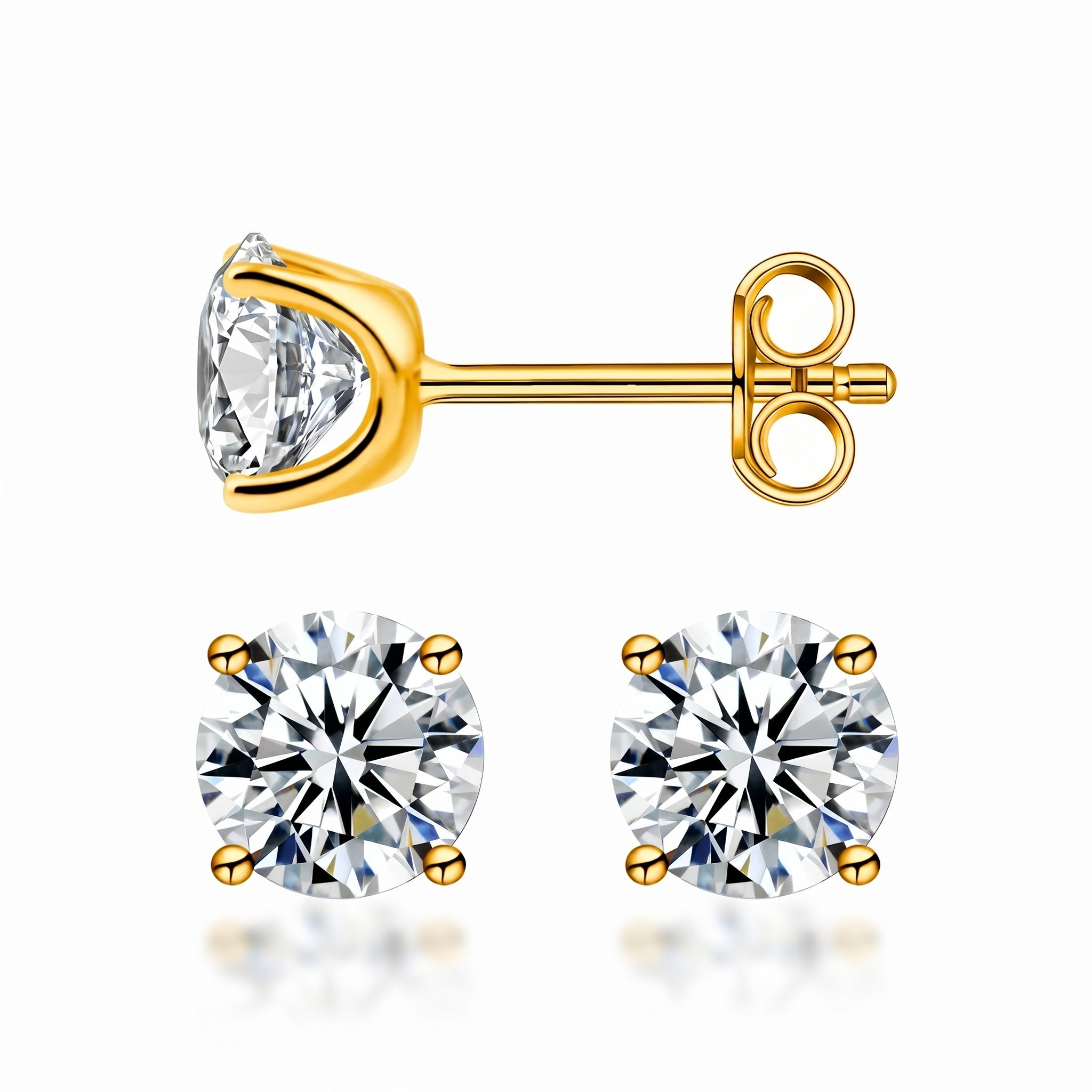 Moissanite Diamond Solataire Stud Earrings