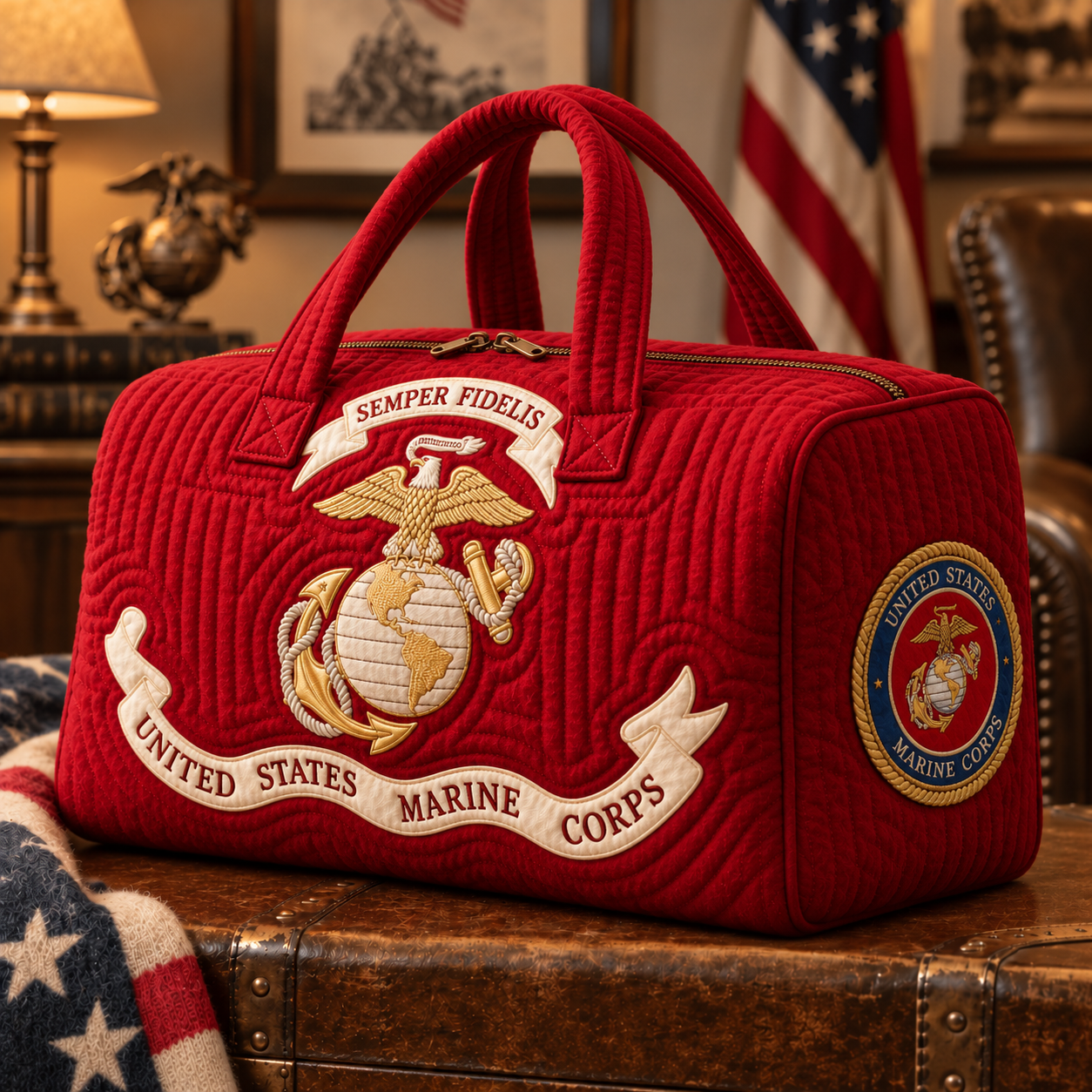 🏆Last Day Promo: 49% OFF🔥-100% Handmade US Military Heritage Quilted Duffel Bag-A Meaningful Gift of Marine Pride🎁