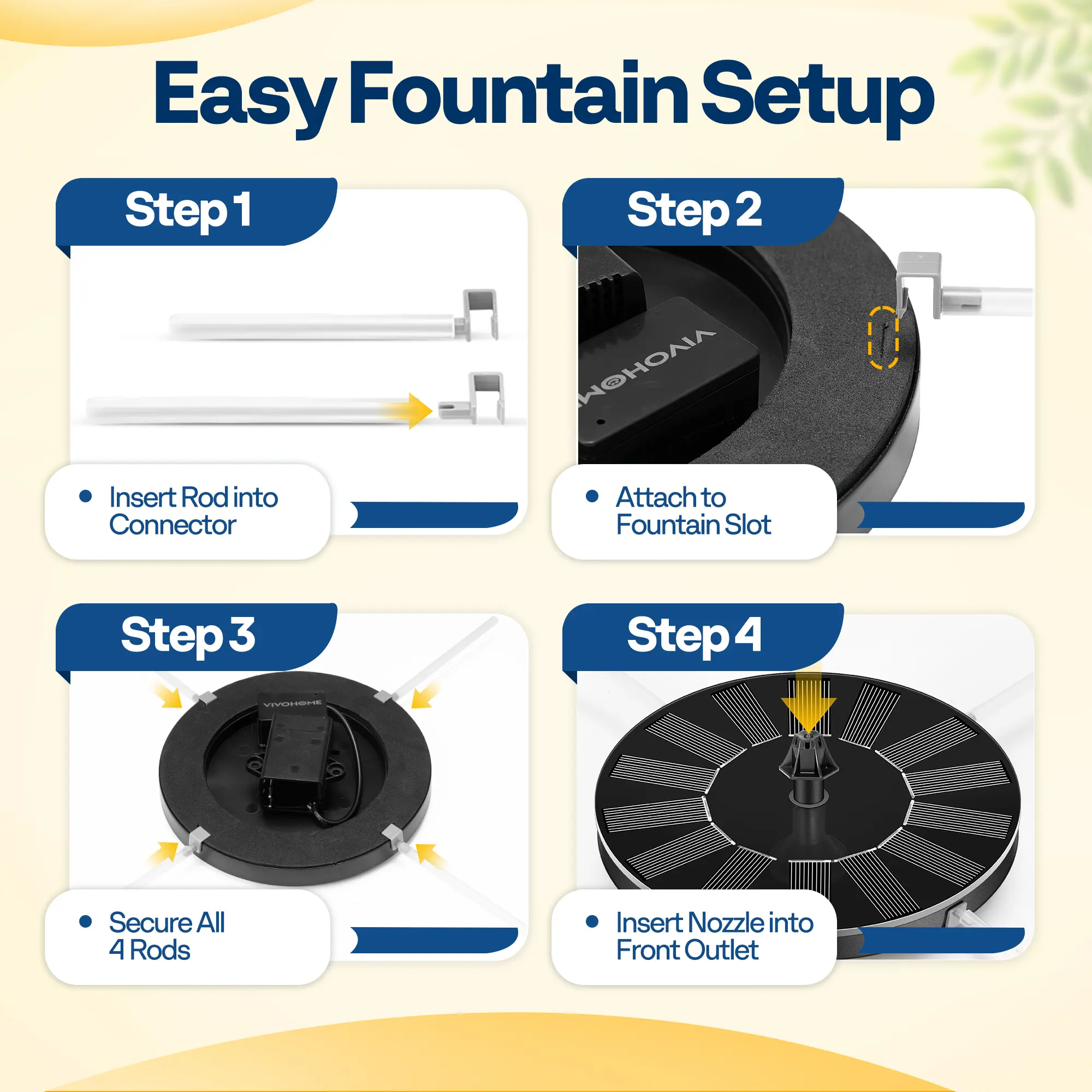 VIVOHOME Solar Powered Garden Bird Bath & Fountain Combo