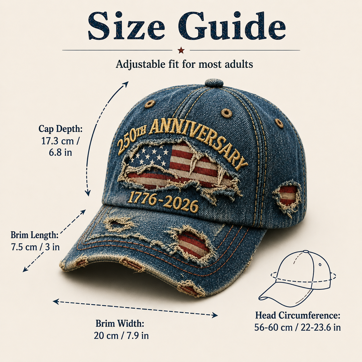 🏆Last Day Promo: 49% OFF🔥 -🇺🇸 250th Anniversary Vintage Denim Patriotic Cap
