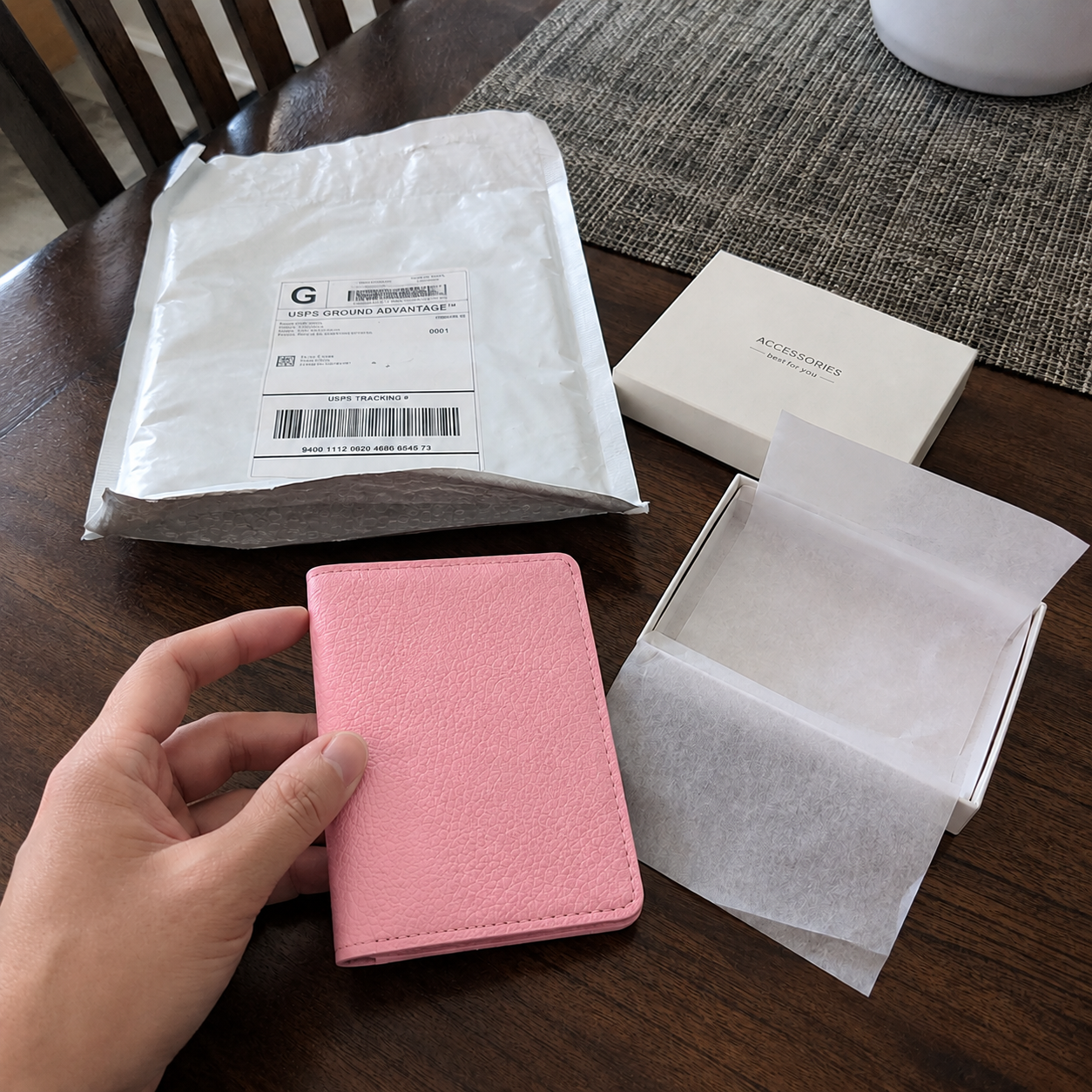 Brown leather wallet customer photo
