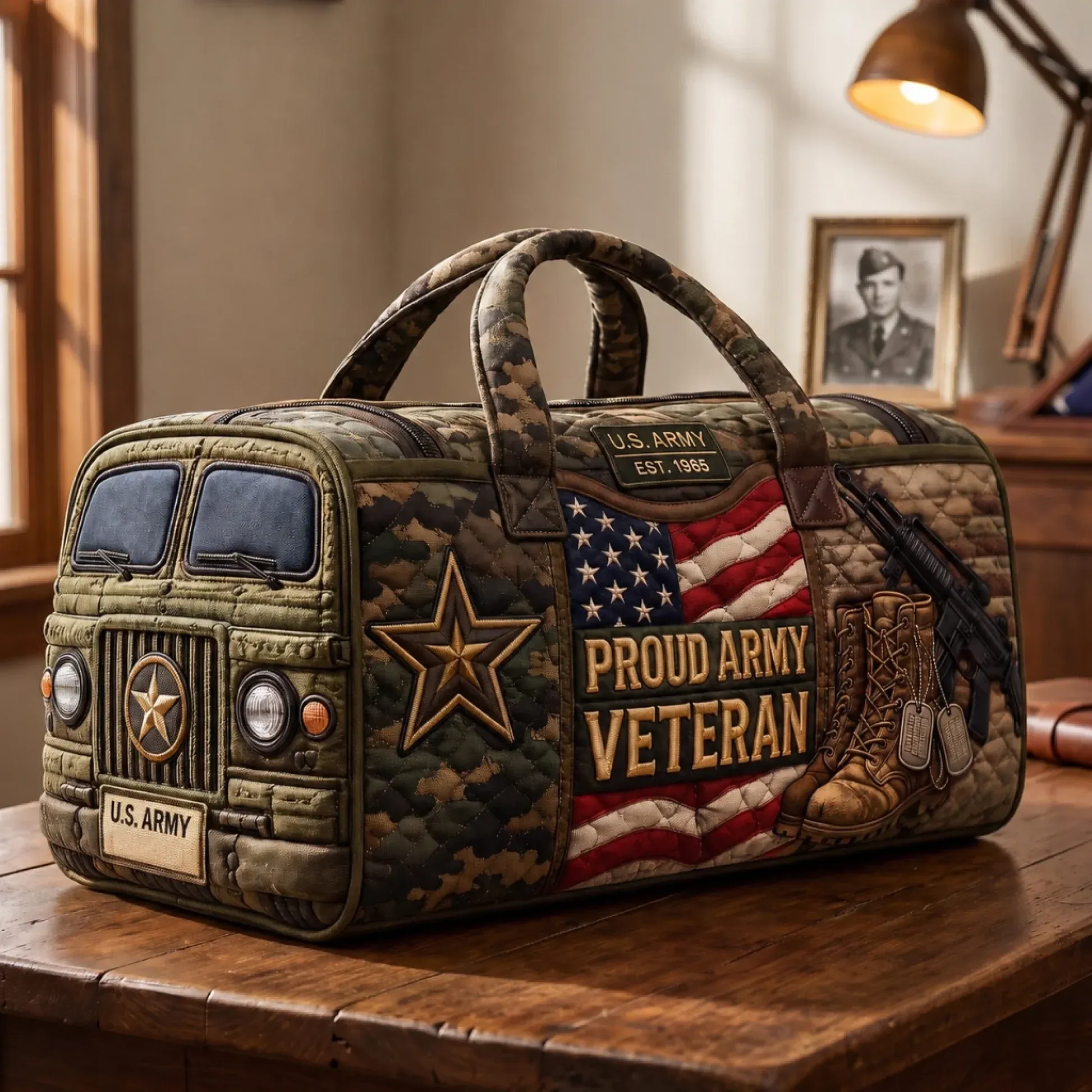🏆Last Day Promo: 49% OFF🔥-100% Handmade US Military Heritage Quilted Duffel Bag-A Meaningful Gift of Marine Pride🎁