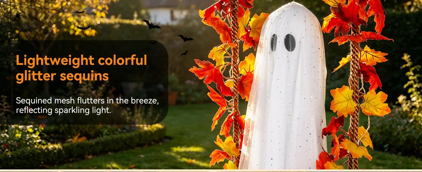 🎃Halloween Early Bird Special Sale 49% OFF-Decorations Outdoor Indoor-5.3ft Hanging Ghost Decor with a Maple Leaf 6.6ft Swing