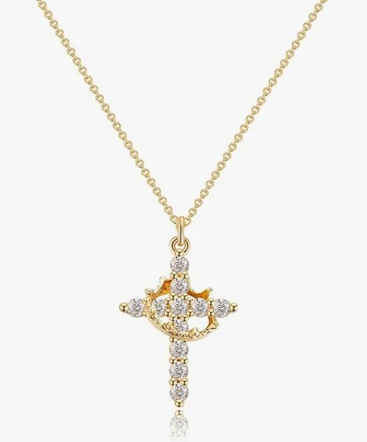👑 Crowned in Faith Cross Necklace (Gold & Silver)