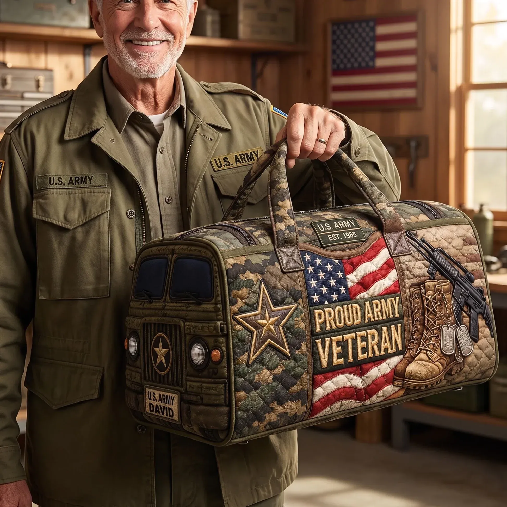 🏆Last Day Promo: 49% OFF🔥-100% Handmade US Military Heritage Quilted Duffel Bag-A Meaningful Gift of Marine Pride🎁
