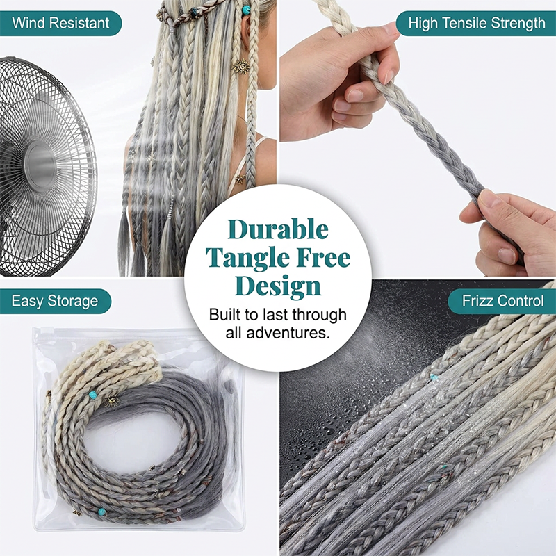  Boho Braided Hair Extensions - Pre-Woven with Vintage Charms