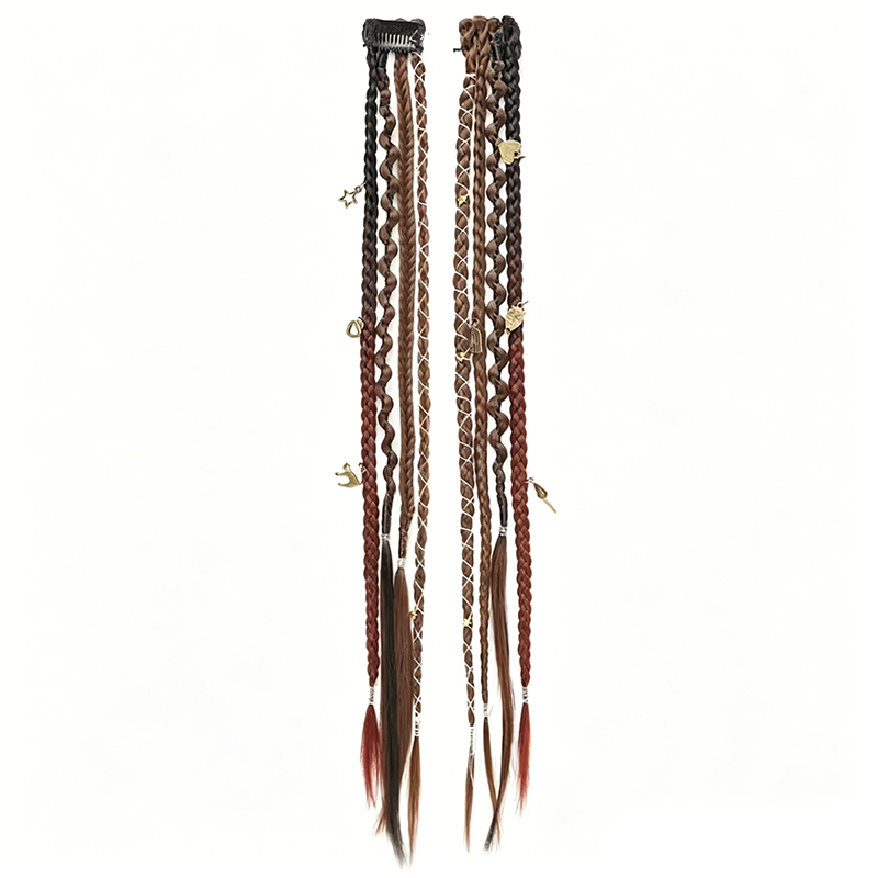  Boho Braided Hair Extensions - Pre-Woven with Vintage Charms