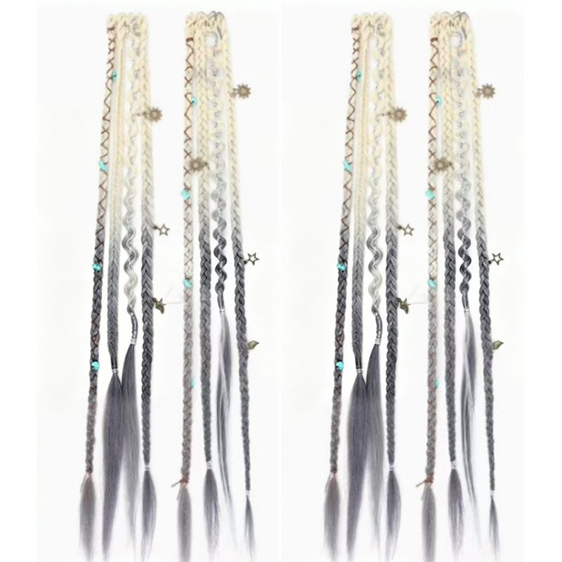  Boho Braided Hair Extensions - Pre-Woven with Vintage Charms