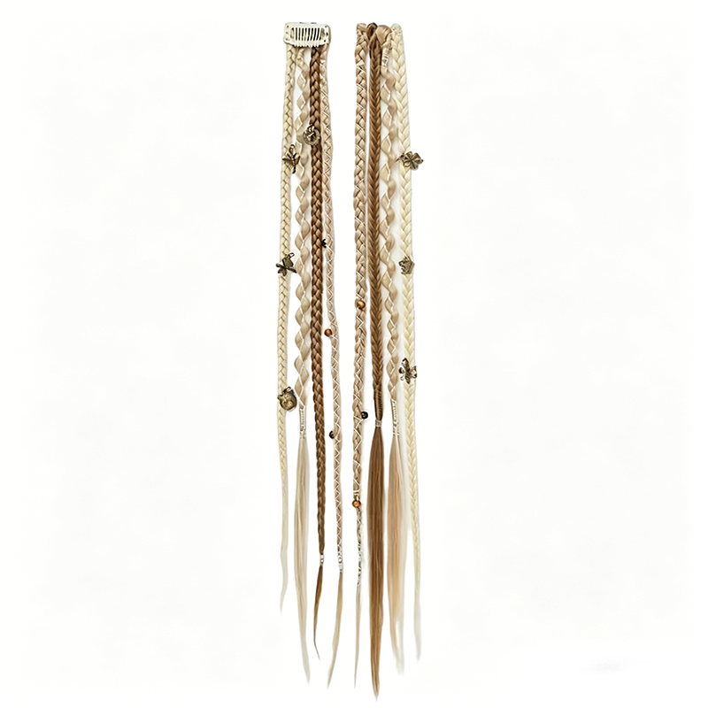  Boho Braided Hair Extensions - Pre-Woven with Vintage Charms