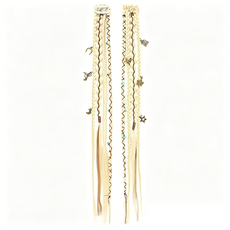  Boho Braided Hair Extensions - Pre-Woven with Vintage Charms