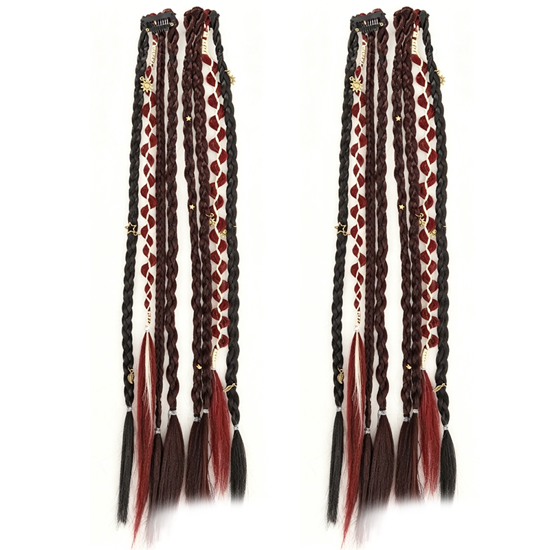  Boho Braided Hair Extensions - Pre-Woven with Vintage Charms